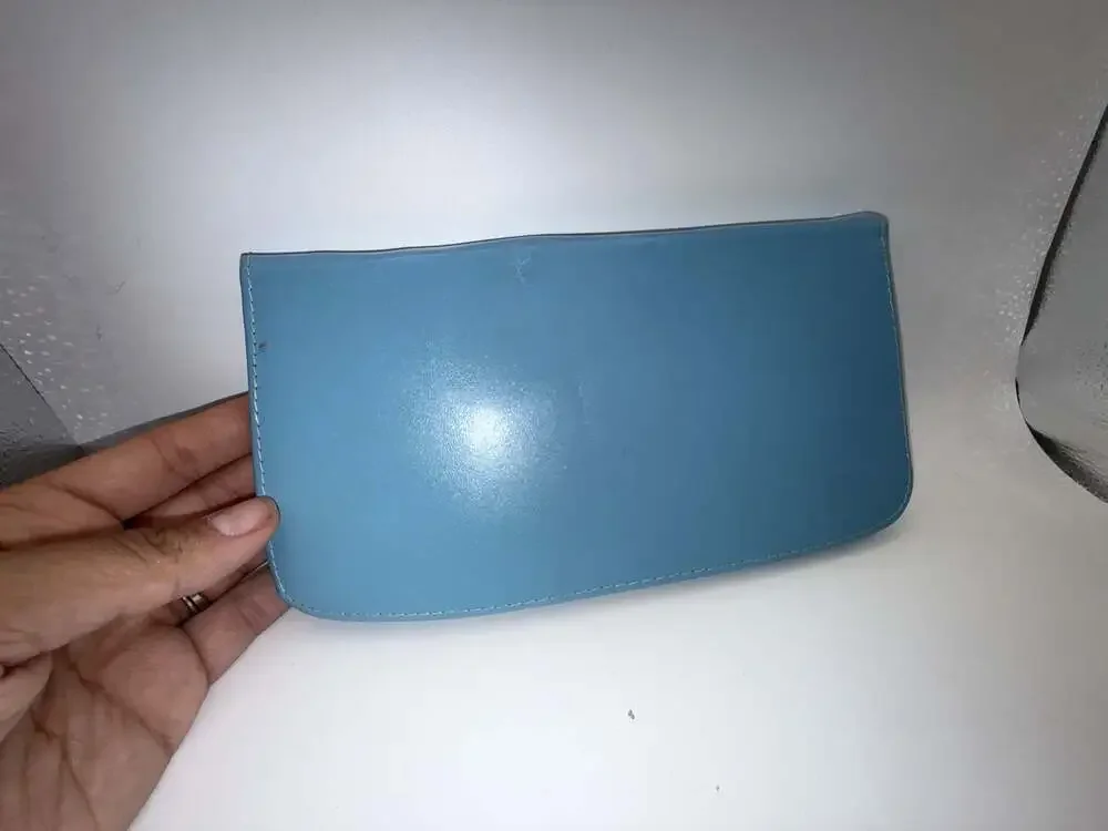 Vintage Chic West Germany Leather Manicure Kit in Blue Zippered Case